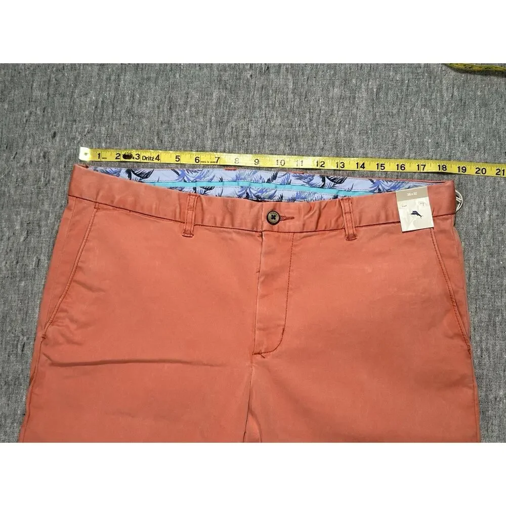 Tommy Bahama Boracay Pants Mens 35x32 Coral Orange Stretch Beachy Resort Wear